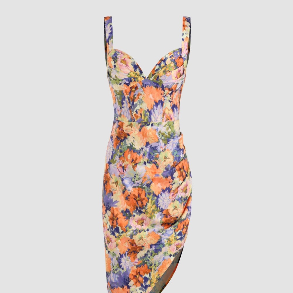 Cider Asymmetric Hem Floral Midi Dress *NWT* small